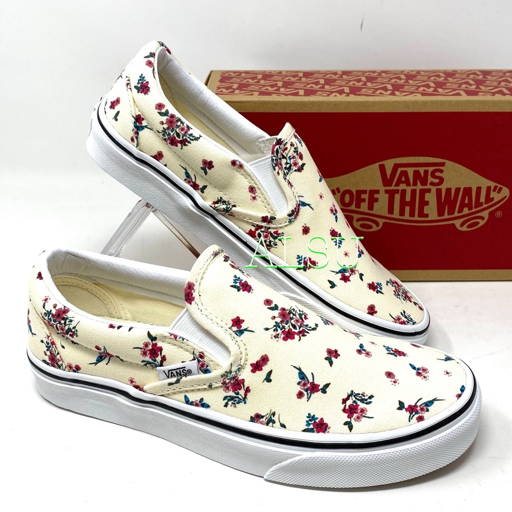 VANS Classic Slip On Ditsy Floral White Canvas Men’s Sneakers Size VN0A4U3816Z - Picture 9 of 9